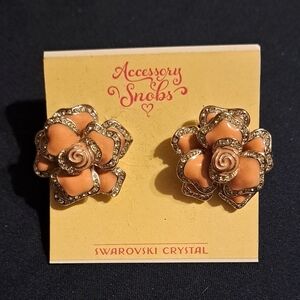 Swarovski Crystal Peach Flower Earrings